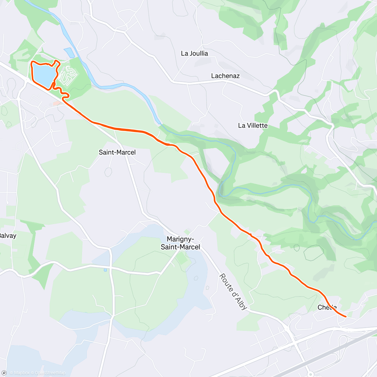 Map of the activity, Course à pied dans l'après-midi