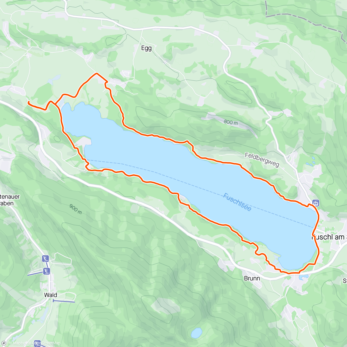 Map of the activity, Fuschlseerund. Snowy, dawn trails…