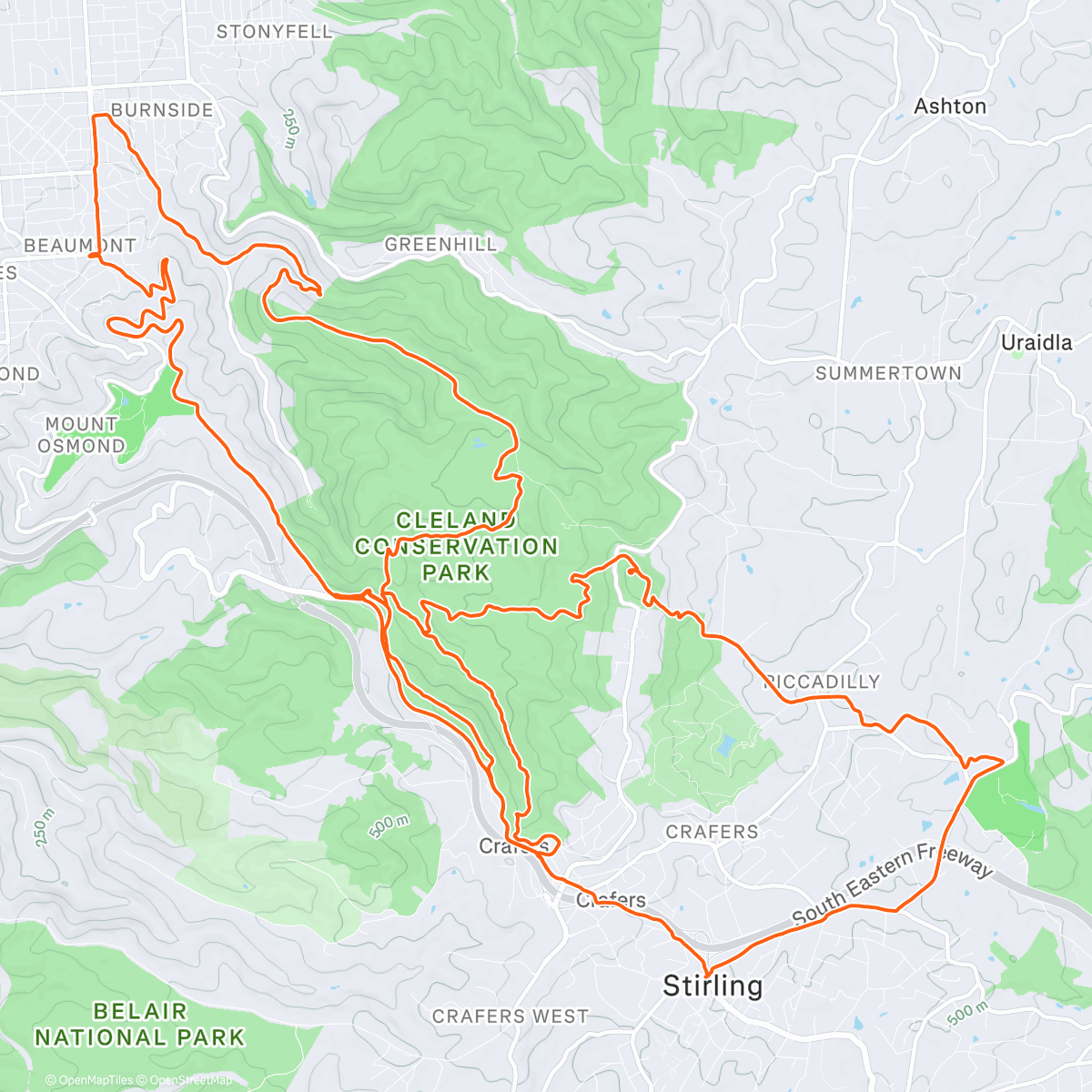 Map of the activity, 40km on the trails with Nat 💪