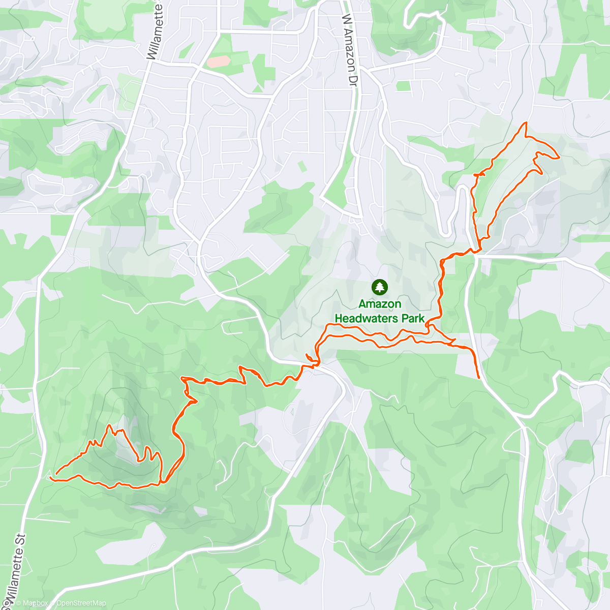 Map of the activity, Eugene run with Ken.