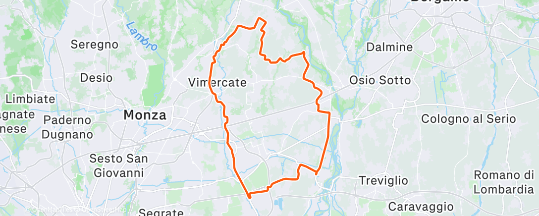 Карта физической активности (RODAETA POST-TROTE CON VIENTO DISGUSTOSO (Carnate-Ronco-Verderio-Sulbiate-Golf Villa Paradiso-Trezzo-Vaprio-Cassano-Inzago-Melzo-Gorgonzola-Pessano-Omate-Vimercate-C.Corrada-Il Gigante-Carnate))