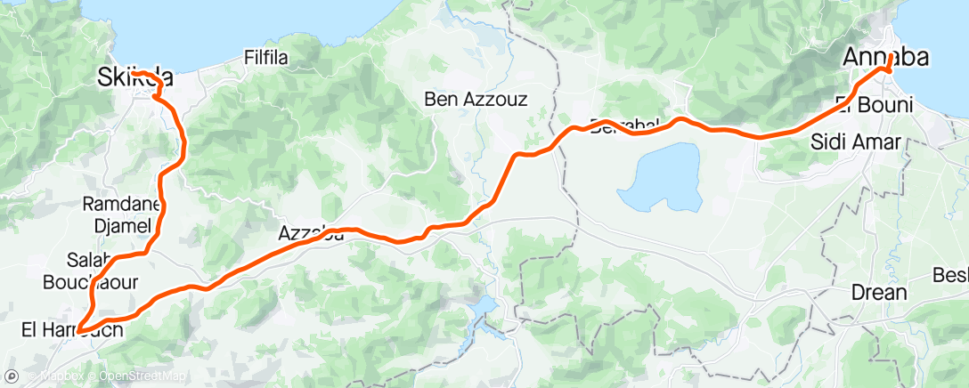 Map of the activity, Tour d'Algérie International de Cyclisme stage 9, ice roads crashed and neutralized