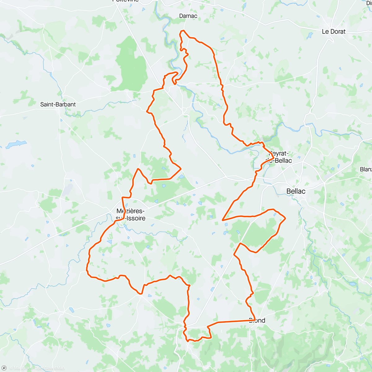 Mapa de la actividad (Ouest de Bellac et Mortemart)