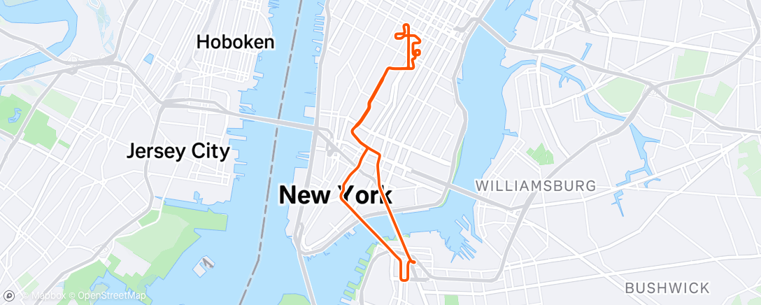 Map of the activity, Zwift - : Bike 2x15m AP + 3x3min ANP on Spinfinity in New York