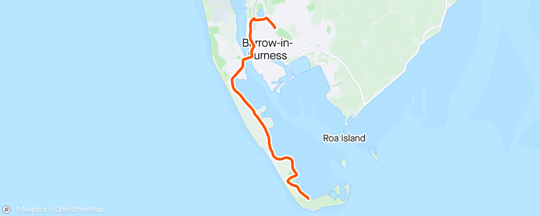 Map of the activity, Return ride from South Walney