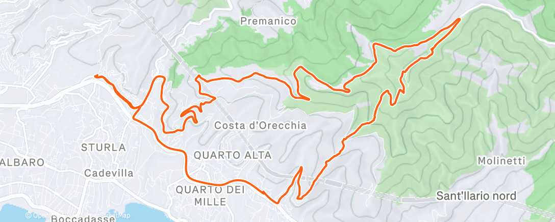 Map of the activity, Pedalata dell'ora di pranzo