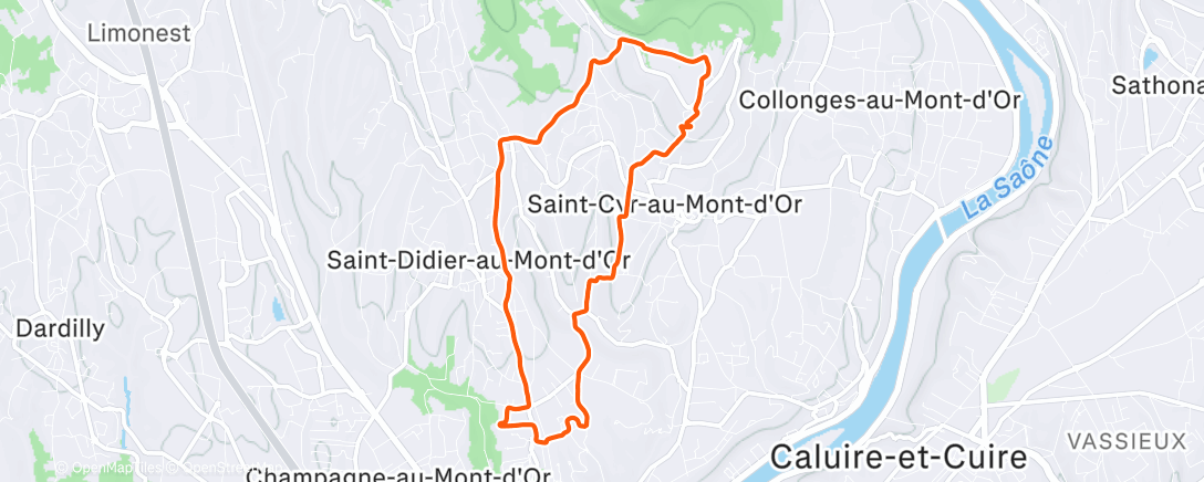 Map of the activity, Course à pied le midi