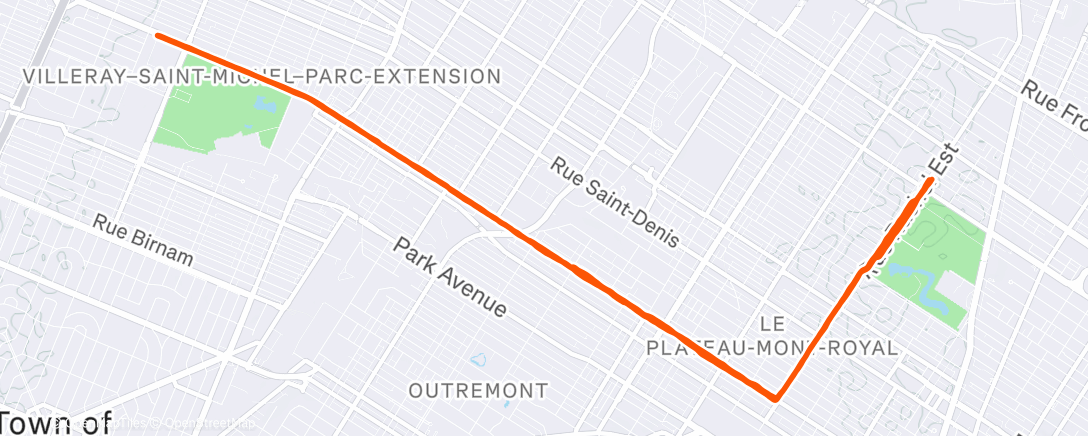 Map of the activity, Course à pied le midi