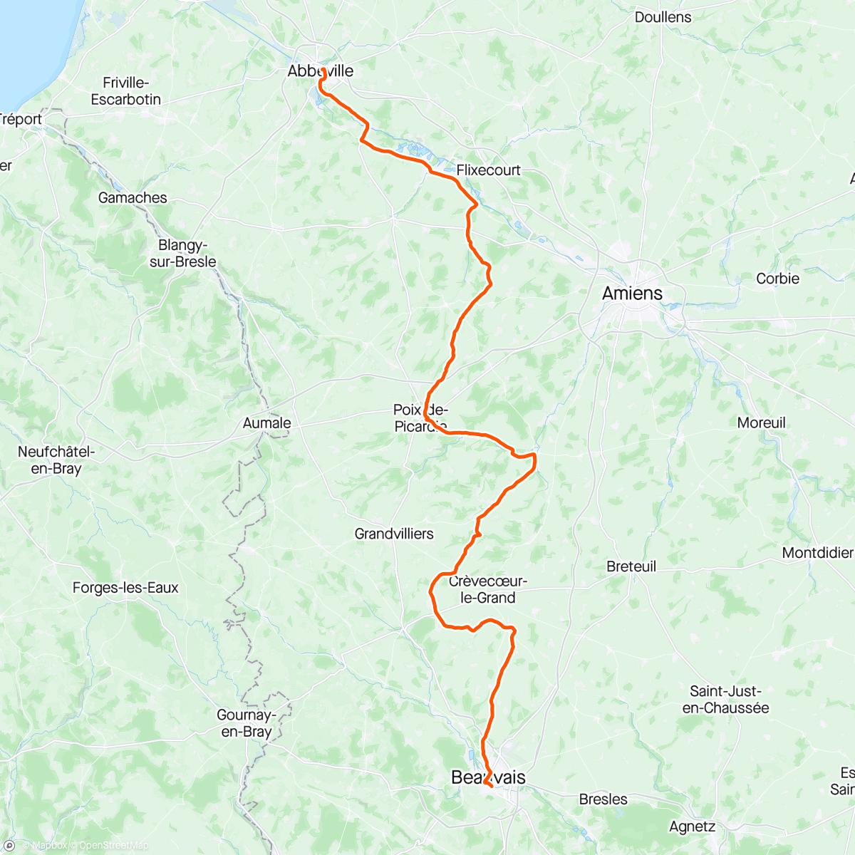 Mappa dell'attività Cure Leukaemia D3 Abbeyville to Beauvais