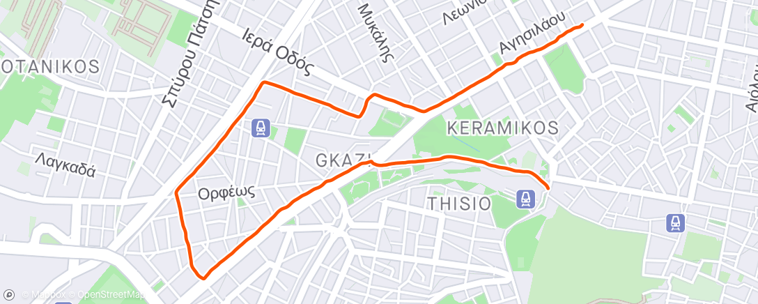 Map of the activity, Athens run club