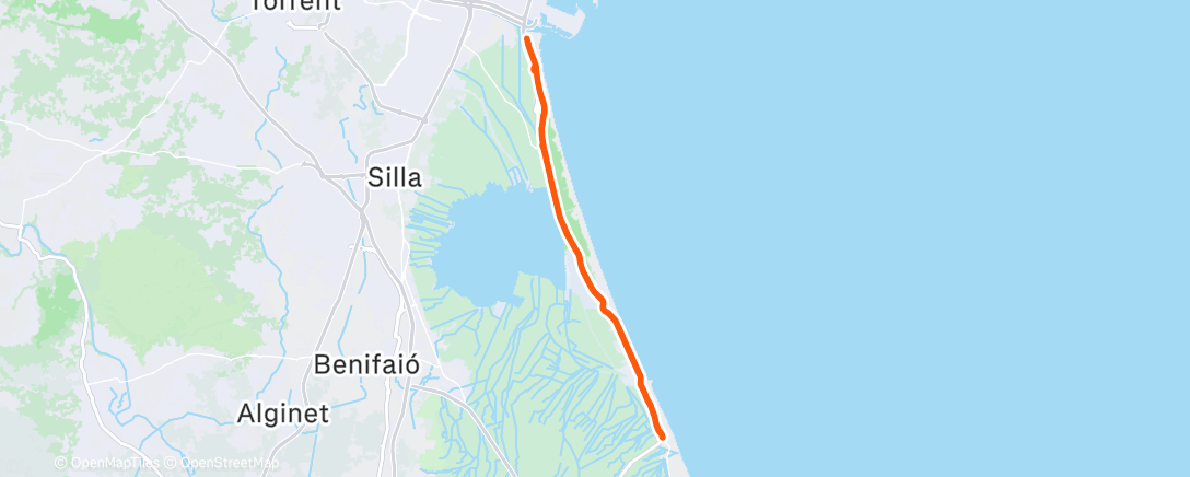 Map of the activity, Bicicleta por la tarde