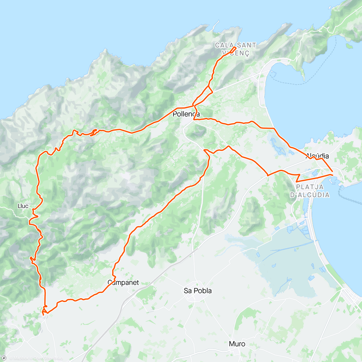 Map of the activity, Cala Sant Vicenc, Lluc og Selva m/Ketil