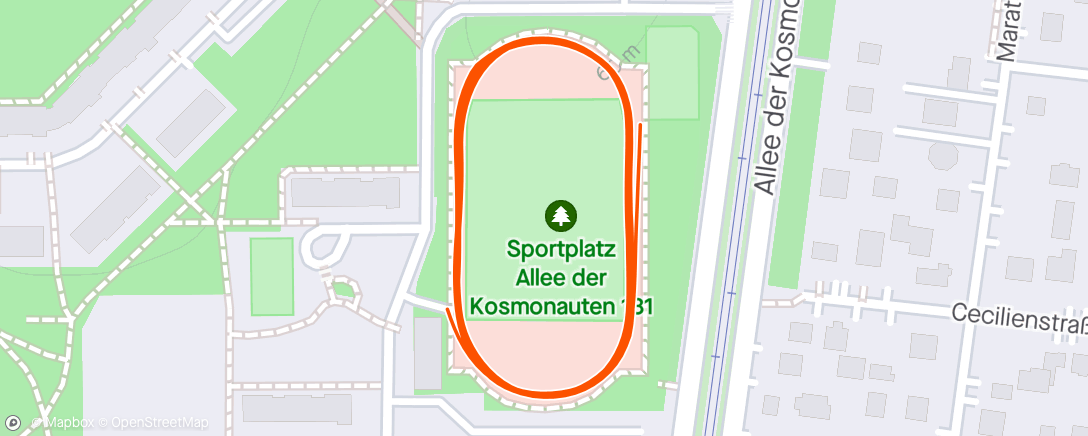 Map of the activity, 2. Lauf Marzahner Läufercup: 5000m