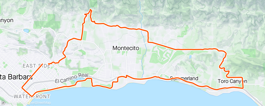 Map of the activity, Wednesday Montecito loop