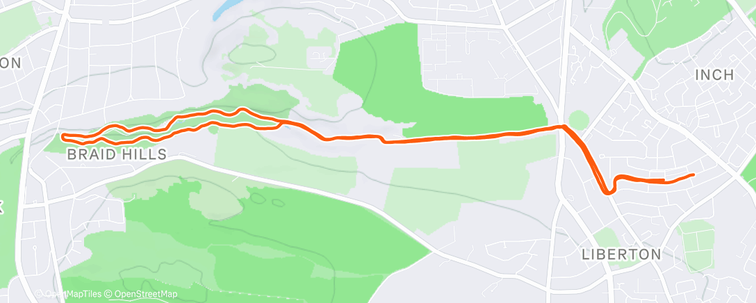 Map of the activity, Evening Trail Run