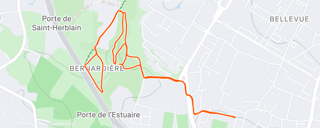 Map of the activity, Course à pied le matin