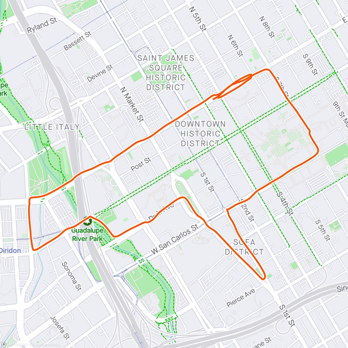 Map of the activity, Cinco de Mayo Run