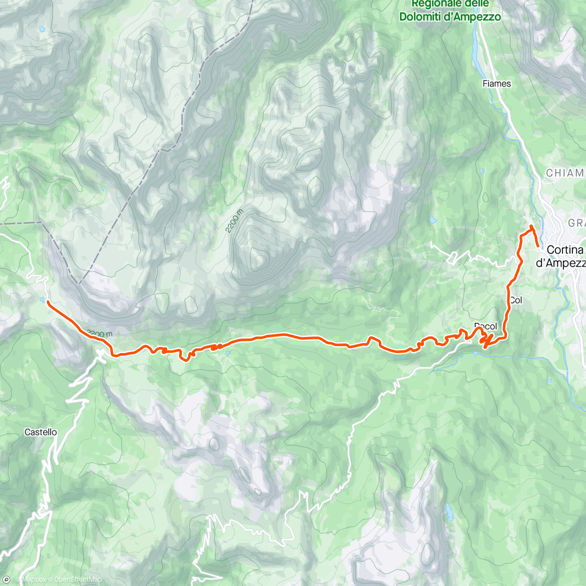 Map of the activity, ROUVY - Cortina d'Ampezzo - Passo Valparola