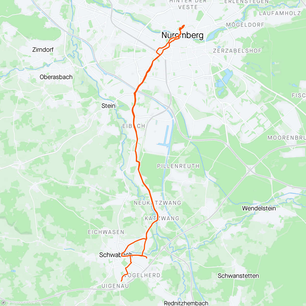 Map of the activity, Nach der Arbeit bin ich mal nach Nürnberg rein gefahren und hab mir im Brauhaus die Bierspezialitäten angesehen 😂🚴🏻🍻