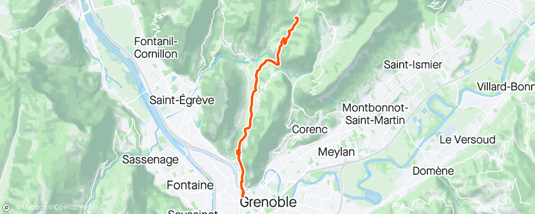 Carte de l'activité Sortie vélo en soirée