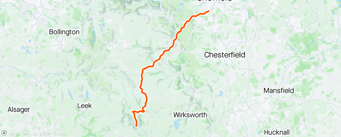 Map of the activity, Ilam to Sheffield