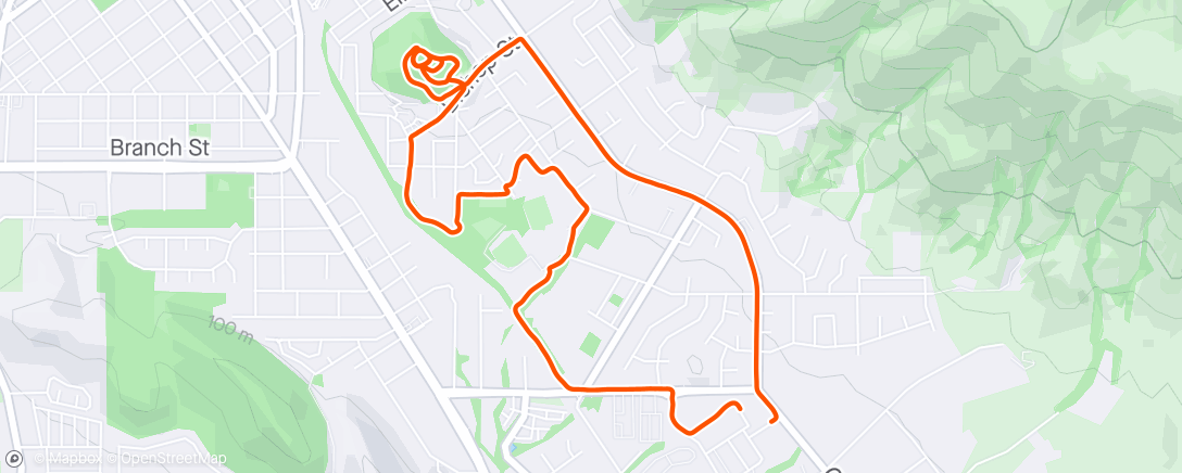 Map of the activity, Terrace Hill laps