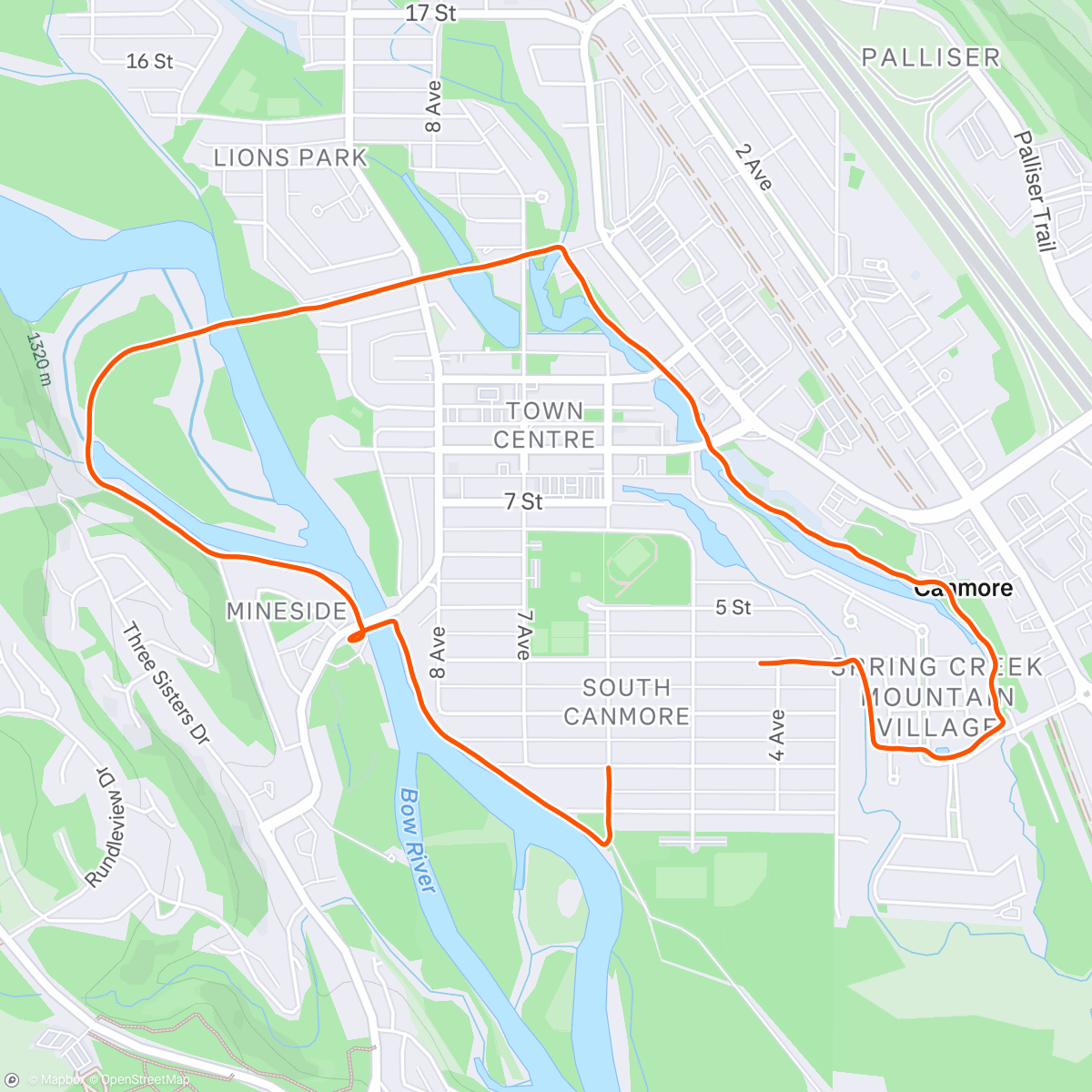 Map of the activity, Lunch Run