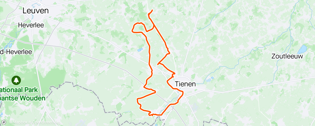 Map of the activity, Terrasritje naar Hoegaarden 😎