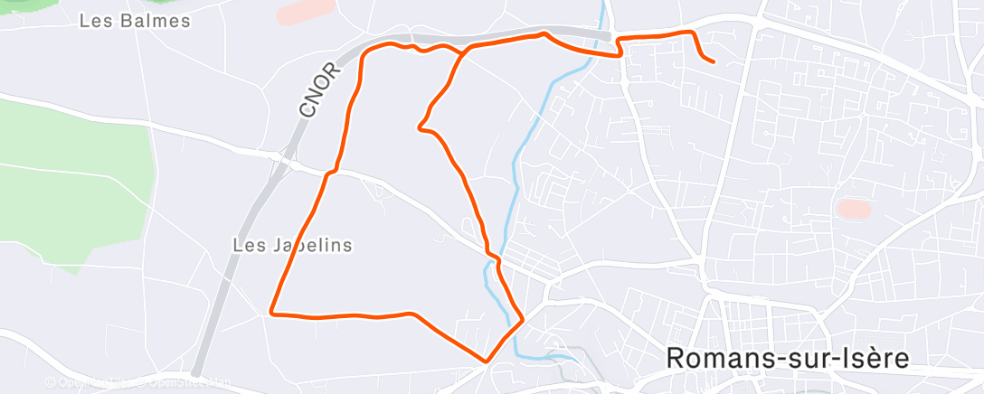 Map of the activity, Course à pied le midi