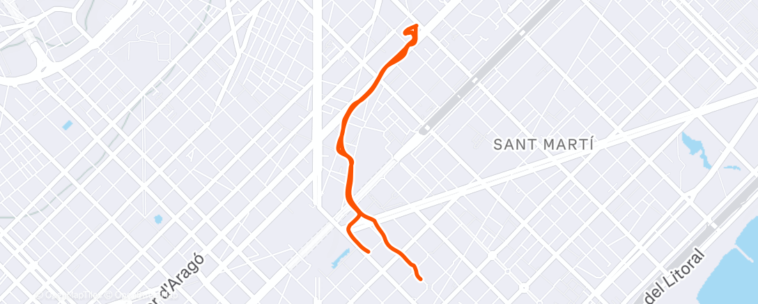 Map of the activity, Entrenamiento por la tarde