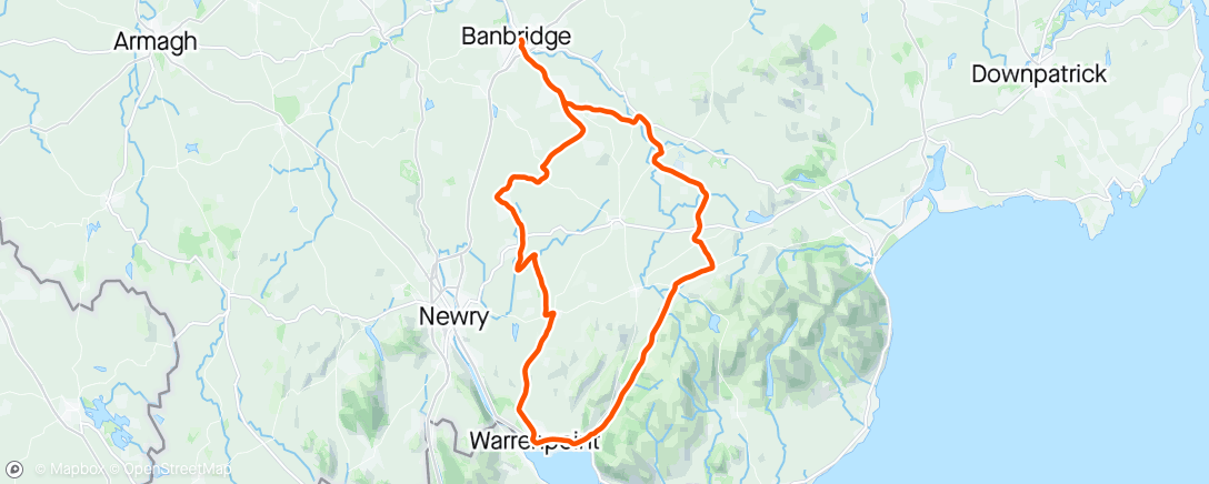 Map of the activity, Banbridge Club run to Warrenpoint