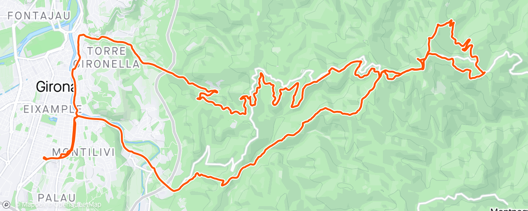 Mapa de la actividad, Bicicleta de montaña eléctrica por la tarde