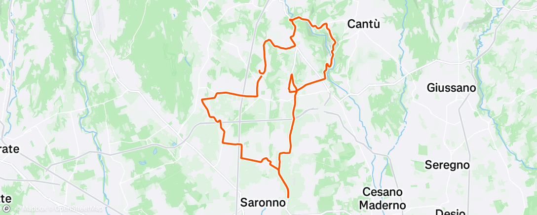 Map of the activity, Pedalata serale