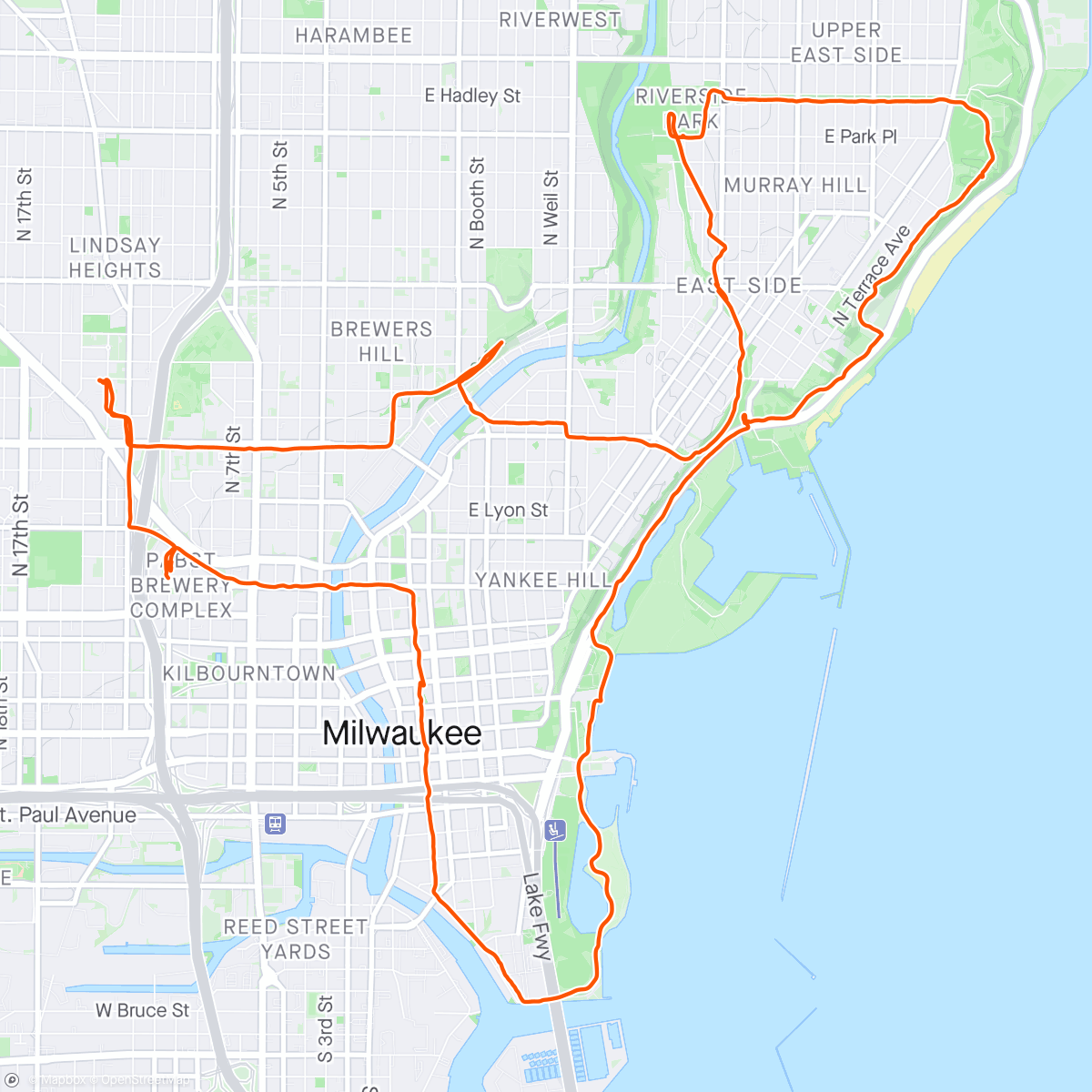 Mappa dell'attività ACA Board Ride Around Milwaukee