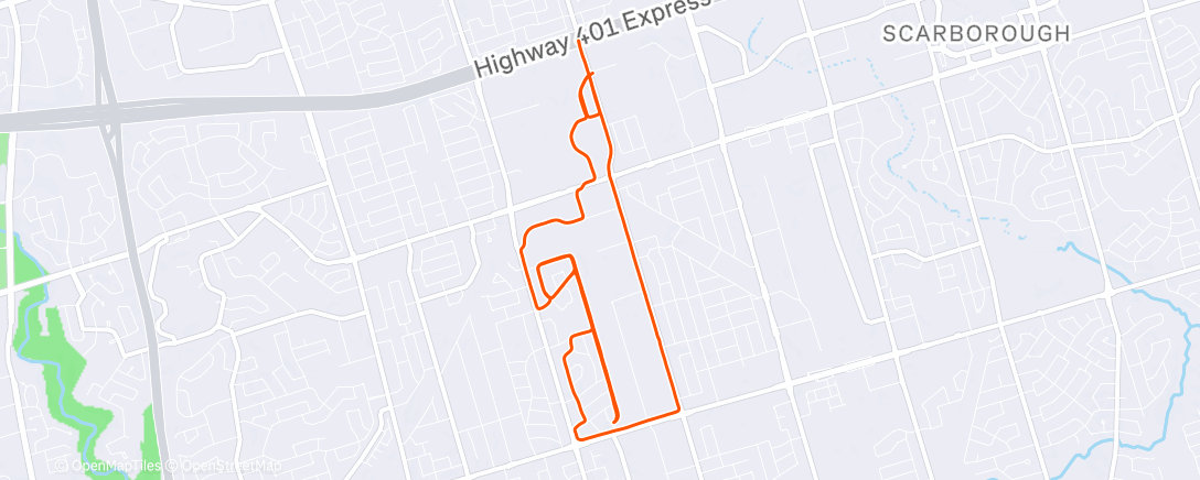 Map of the activity, Afternoon Run