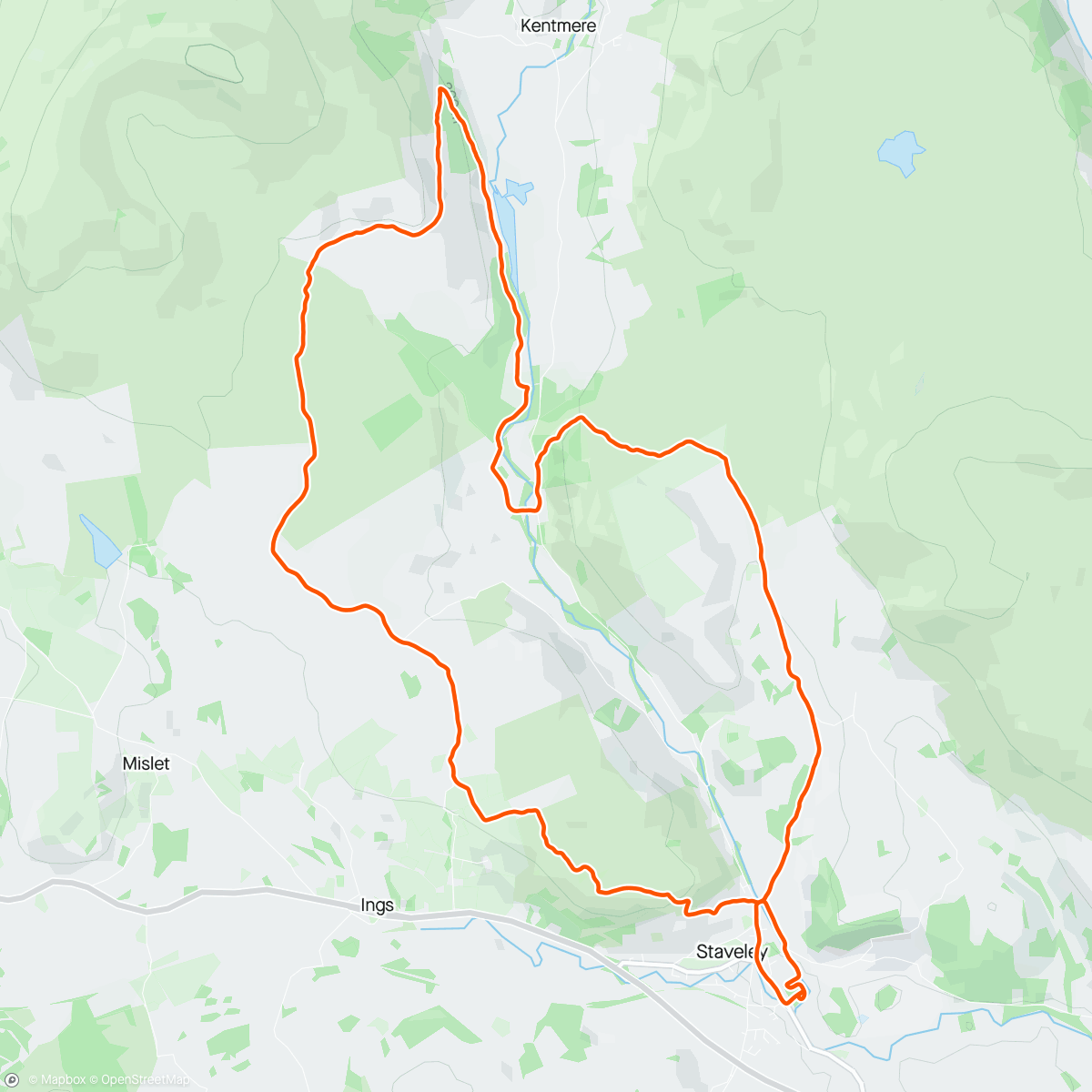 Map of the activity, Lakeland Trails 18k Staveley🥇