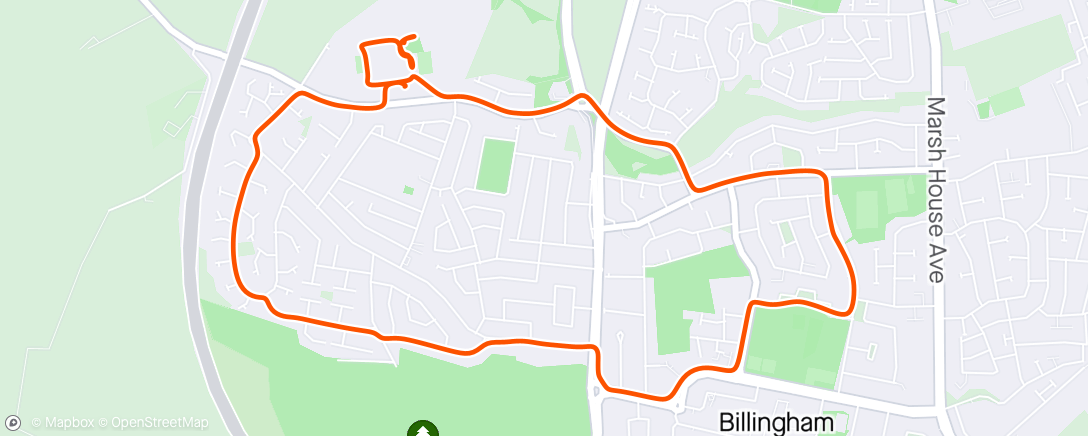 Map of the activity, Evening walkie/jog while Amelia is at football
