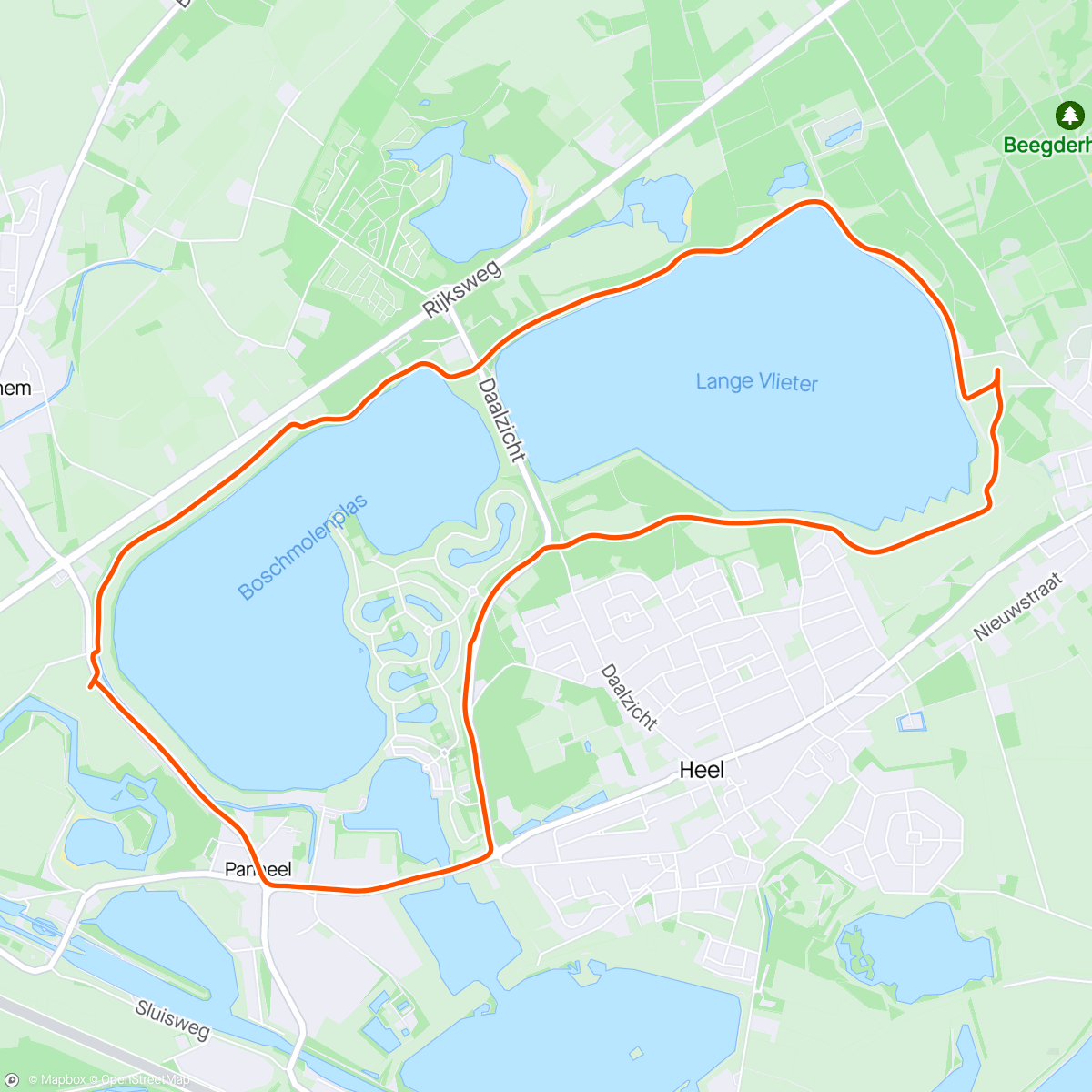 Map of the activity, Middagwandeling Maasplassen