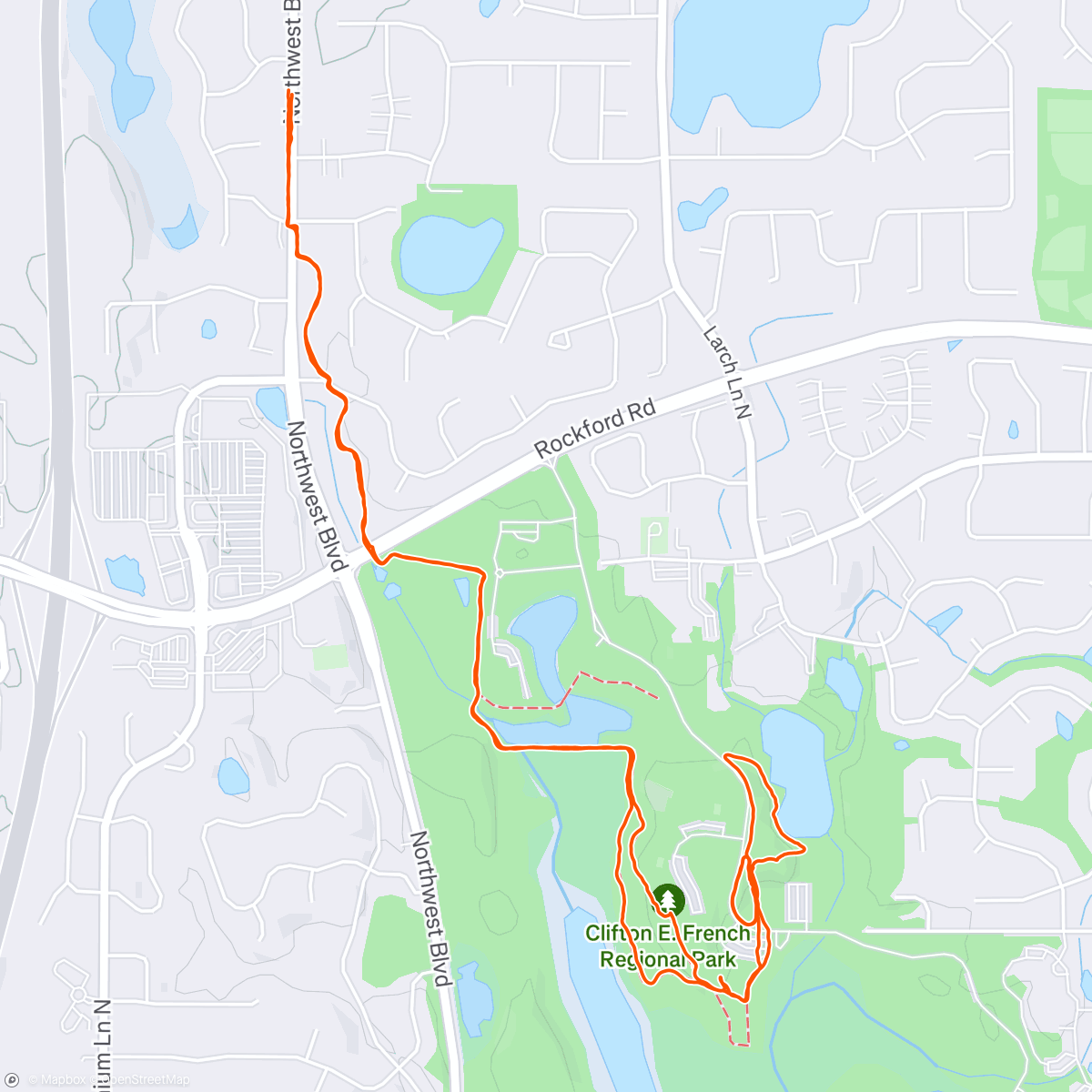 Map of the activity, Evening Trail Run