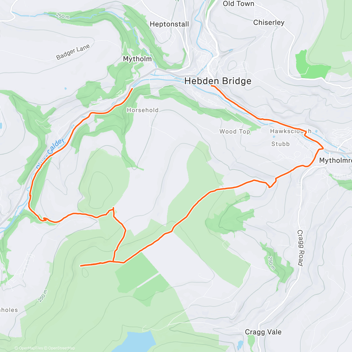 Map of the activity, Stoodley Pike Sunday