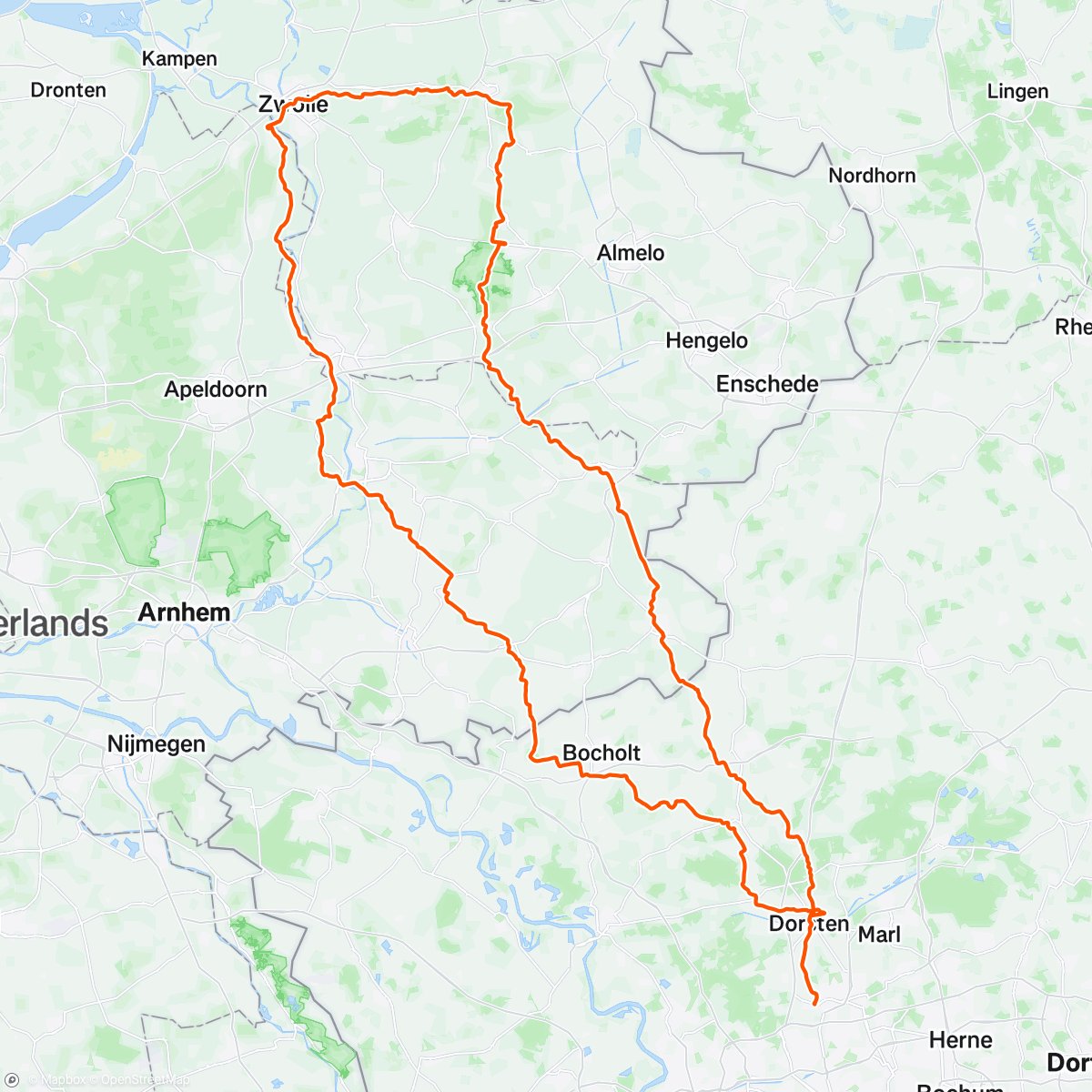 Map of the activity, 300er Brevet - Expeditie Overijssel