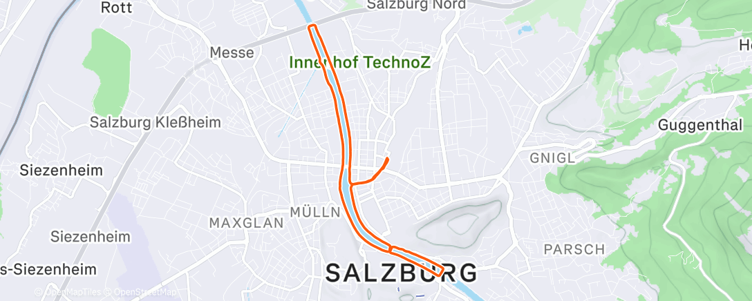 Map of the activity, Evening Run