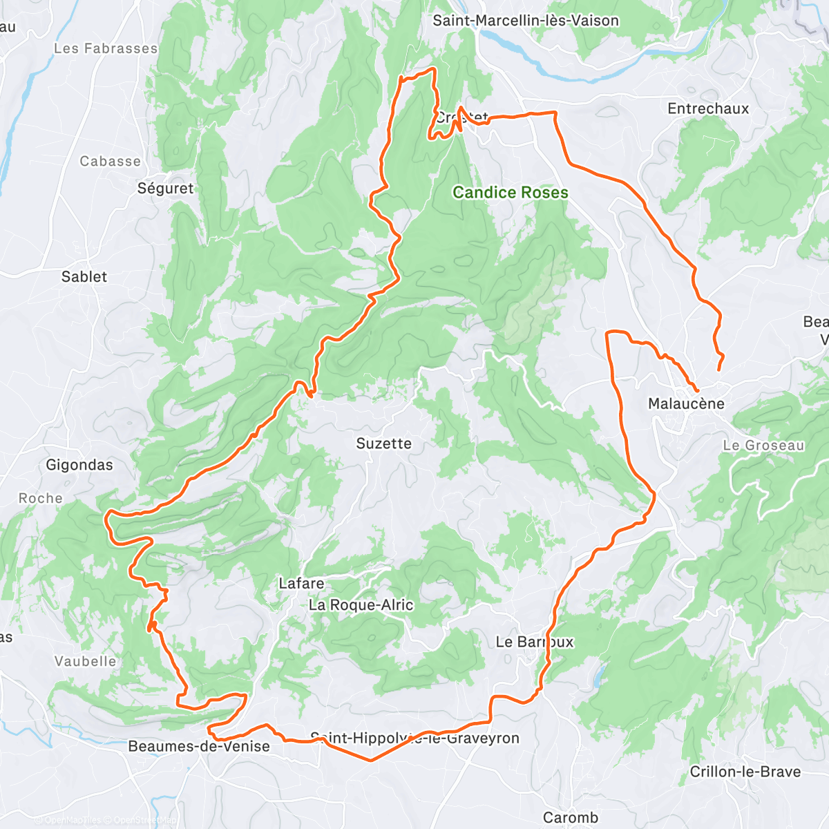 Map of the activity, Origine Théorème GR Ultra # Les Dentelles du maquis Vasio