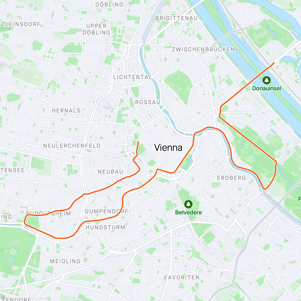 Map of the activity, Vienna half marathon