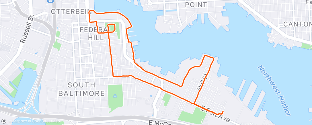 Map of the activity, miles