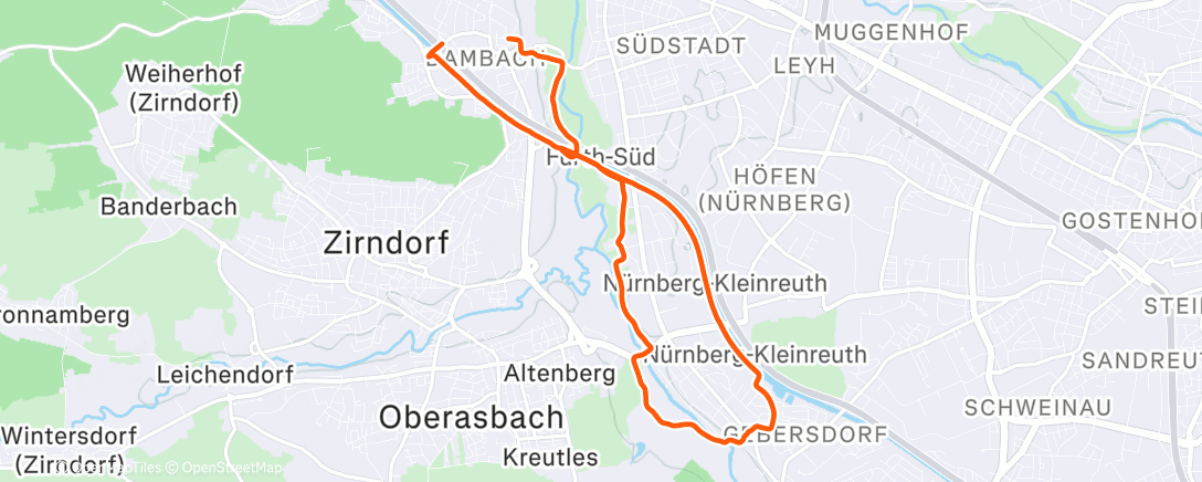 Map of the activity, Lauf am Nachmittag