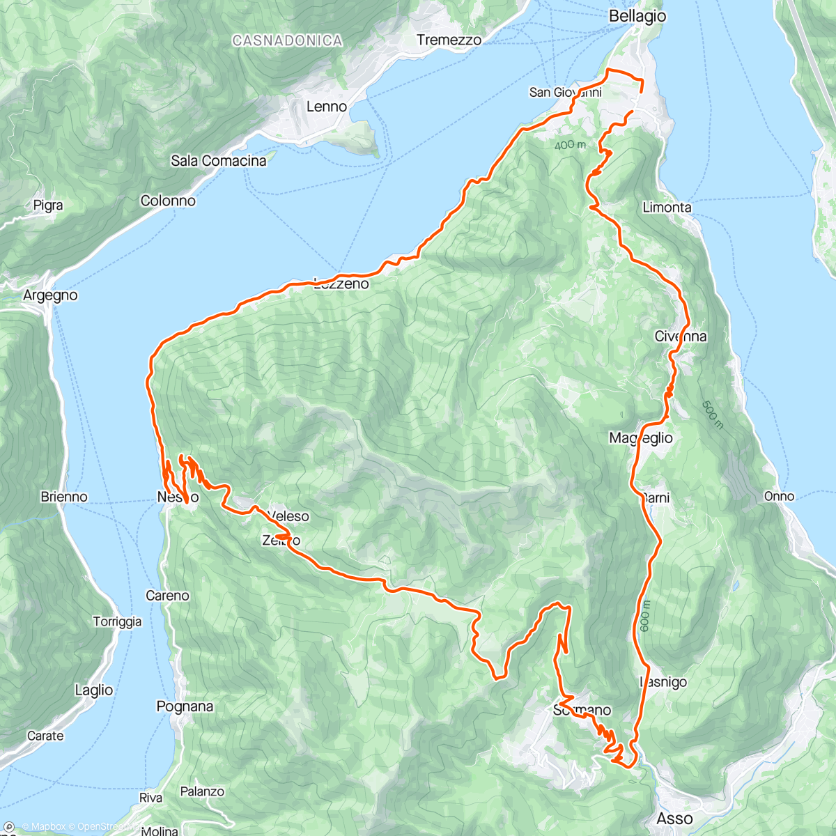 Map of the activity, Madonna Del Ghissalo