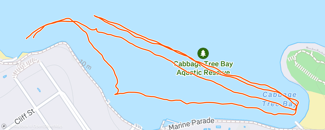 Map of the activity, Morning Swim
