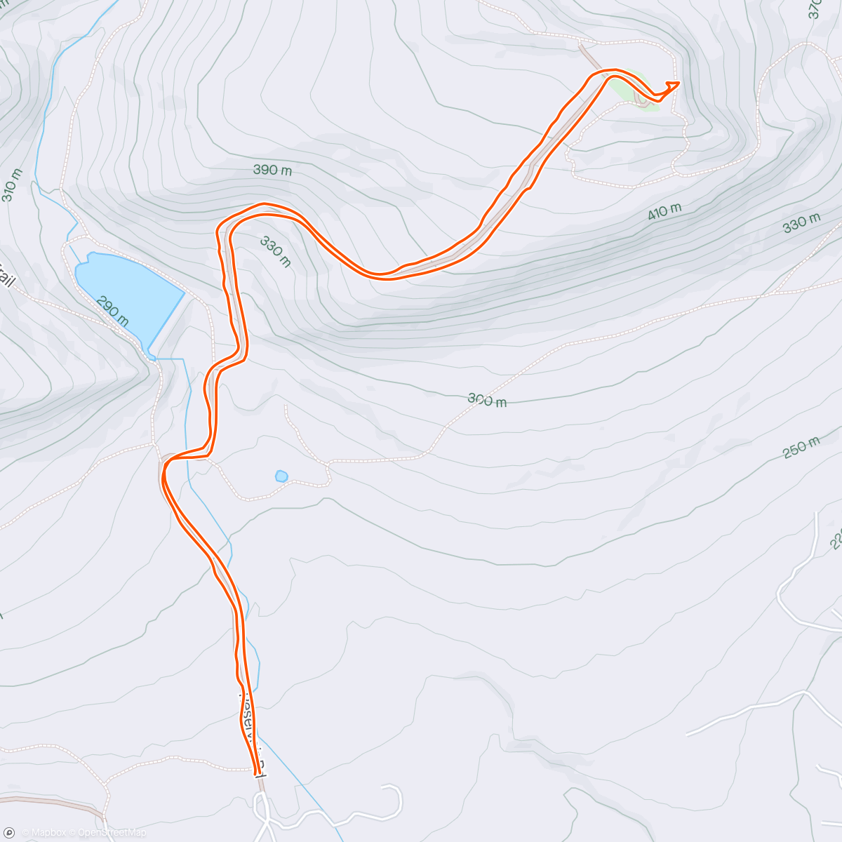 Map of the activity, Tuesday run to the top