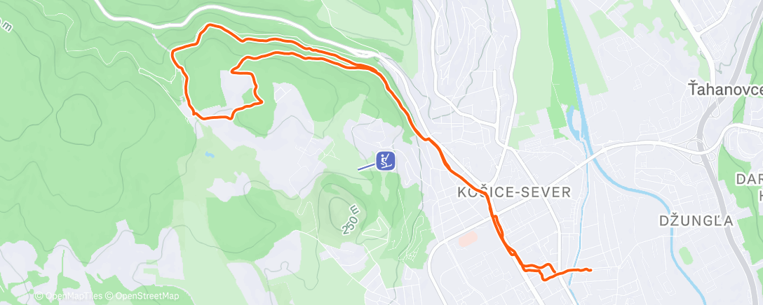 Map of the activity, Afternoon Run